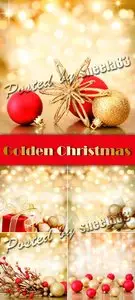 Stock Photo - Golden Christmas Cards
