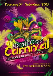 Flyer PSD Template - Mardi Gras Carnival 3