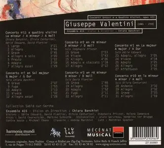 Giuseppe Valentini - Ensemble 415 / Banchini - Concerti Grossi e a Quattro Violini, Op. 7 (2007, Zig Zag # ZZT2020801)