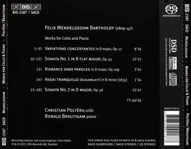 Christian Poltera, Ronald Brautigam - Felix Mendelssohn: Works for Cello and Piano (2017)