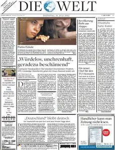 Die Welt und Welt Kompakt vom 31. Juli 2012