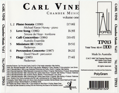 Carl Vine ‎– Chamber Music, Volume 1 (1992)