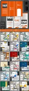 Corporate identity template and tri fold brochure vector