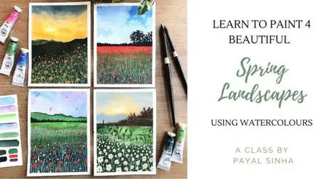 Floral Fields : Paint 4 Watercolor Landscapes Inspired by the Spring Season