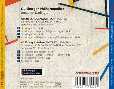 Duisburg Philharmonic Orchestra dir. Jonathan Darlington - Shostakovich Symphony No. 15 & Mozart Haffner-Sinfonie Studio Master