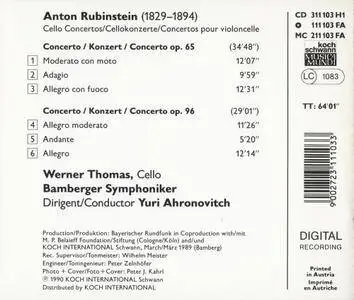 Werner Thomas - Anton Rubinstein: Cello Concertos (1990)