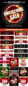 Black Friday Christmas sale, backgrounds and banners vector
