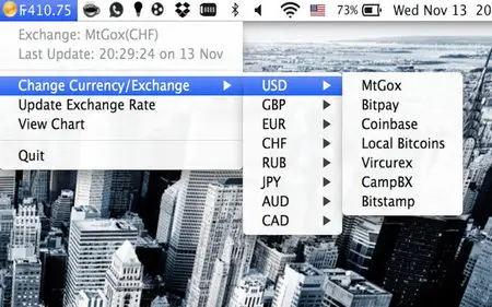Bitcoin Taskbar v1.1 Mac OS X