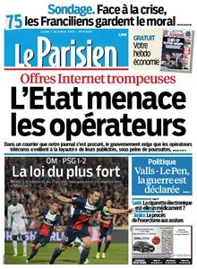 Le Parisien + Journal de Paris du Lundi 7 Octobe 2013