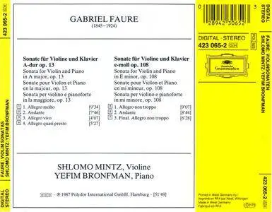Shlomo Mintz, Yefim Bronfman - Gabriel Faure: Violin Sonatas (1987)