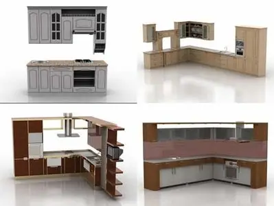 Kitchen 3D Models - 4 Sets