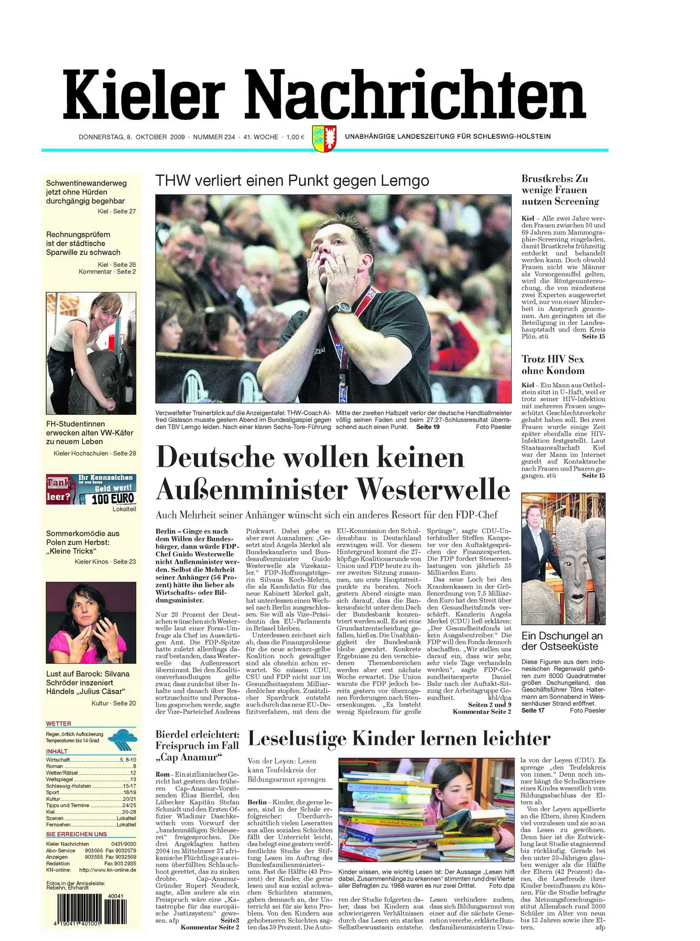 Kieler Nachrichten vom 8. Oktober 2009
