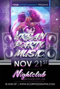 Urban Party Music Flyer - PSD Template