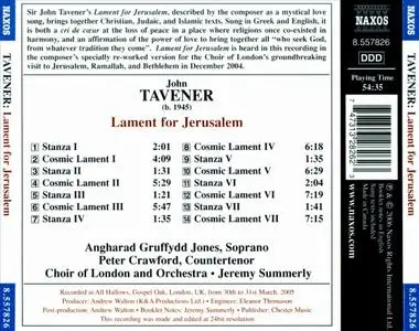 Jeremy Summerly, Choir of London and Orchestra - John Tavener: Lament for Jerusalem (2006)