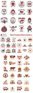 Vectors - Meat Products Retro Labels 3