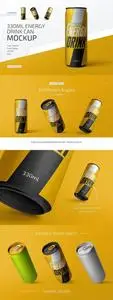 330ml Energy Drink Can Mockup Set VR4THHH