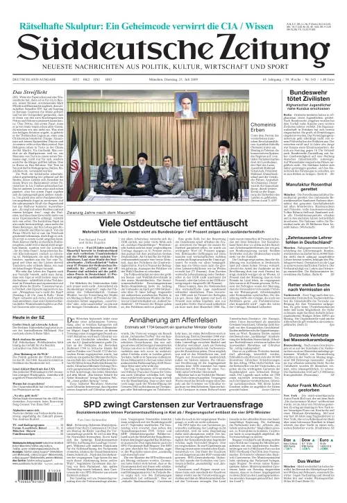 Sueddeutsche Zeitung vom 21.07.2009