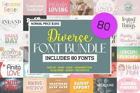 Diverse Font Bundle - 80 Premium Fonts