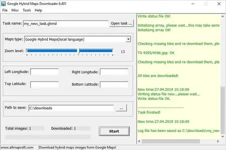 AllMapSoft Google Hybrid Maps Downloader 8.403