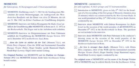 Karlheinz Stockhausen - Text-CD 19 - Momente 1963 (2008) {Stockhausen-Verlag}
