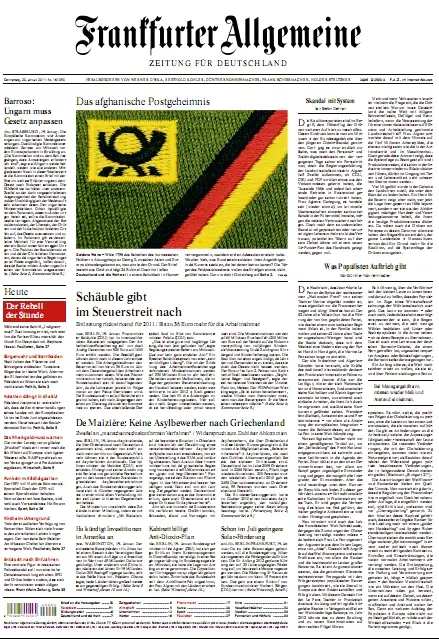 Frankfurter Allgemeine Zeitung mit RMZ vom 20. Januar 2011