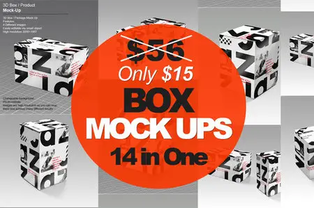 CreativeMarket - 14 Product Box Mock-Ups