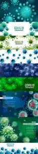 Coronavirus cell banner and realistic background with map