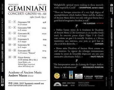 Andrew Manze, Academy of Ancient Music - Francesco Geminiani: Concerti Grossi VII-XII (After Corelli, Op. 5) (2007)