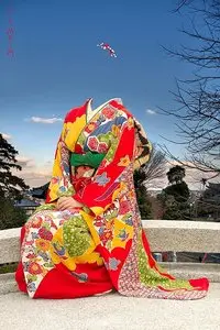 Template for Photoshop - Red Kimono