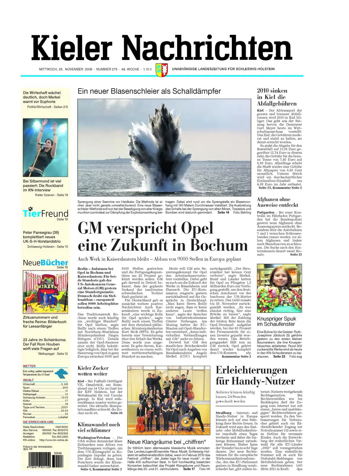 Kieler Nachrichten vom 25. November 2009