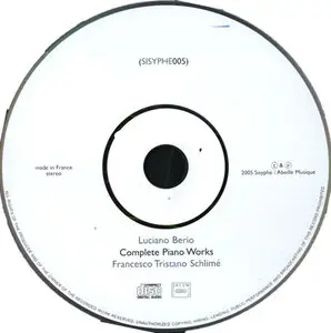 Tristano - Berio - Complete Piano Works [Sisyphe SISYPHE005] {France 2005}