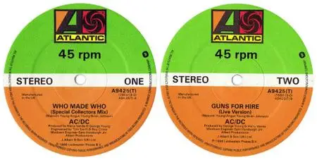 AC/DC - Who Made Who (Special Collectors Mix) (UK 12'' single) (vinyl rip) (1986) {Atlantic}