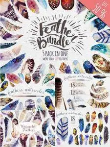 CreativeMarket - Watercolor feathers Bundle