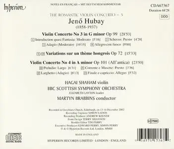 Hagai Shaham, Martyn Brabbins - The Romantic Violin Concerto 3: Jenő Hubay: Violin Concertos Nos 3 & 4 (2003)