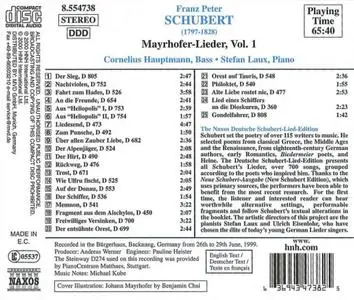 Cornelius Hauptmann, Stefan Laux - Franz Schubert: Mayrhofer-Lieder, Vol.1 (2000)