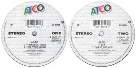 AC/DC - Thunderstruck (UK 12" single) (vinyl rip) (1990) {Atco UK}