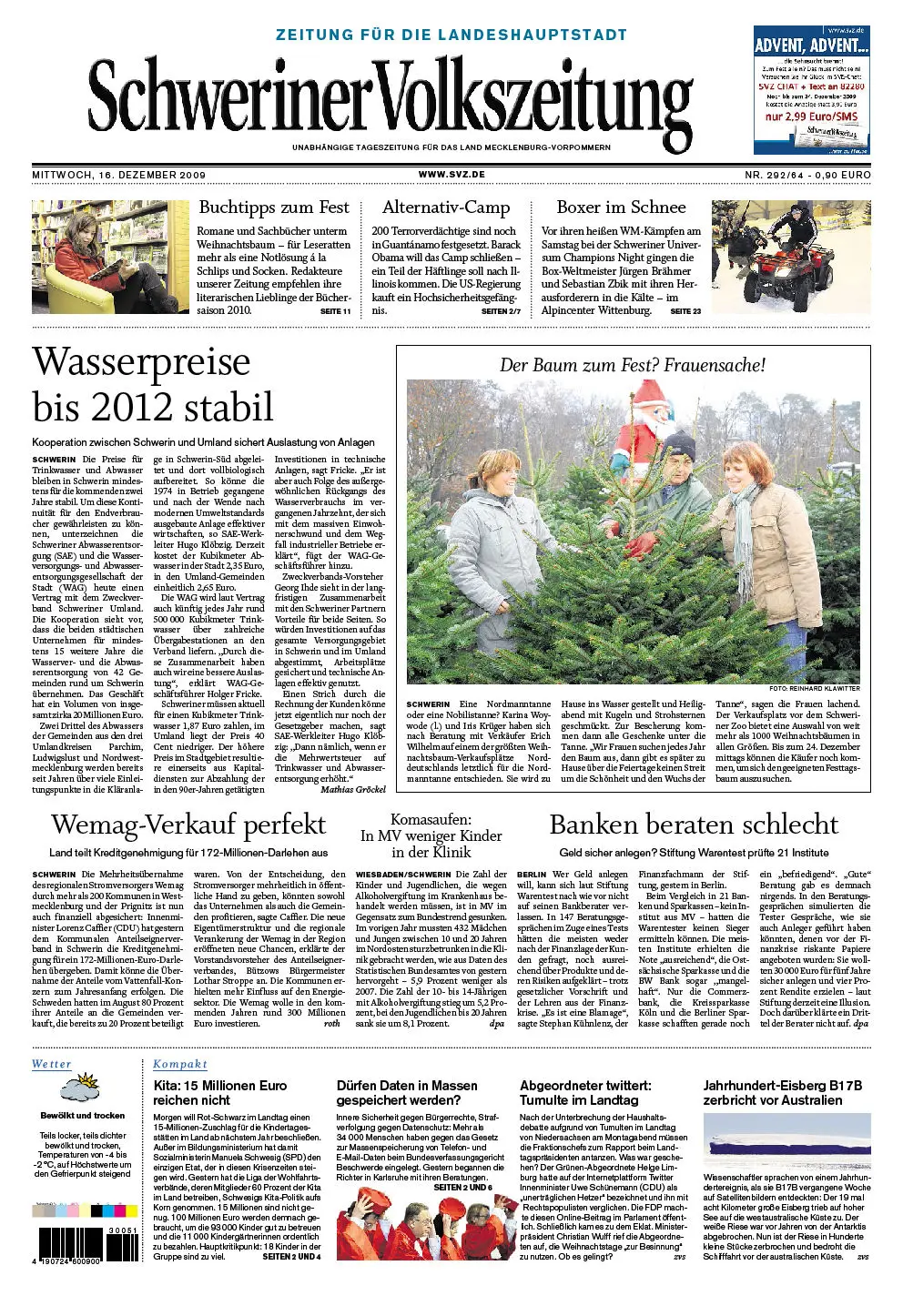 Schweriner Volkszeitung 16.12.2009 (Ausgabe Stadt Schwerin)