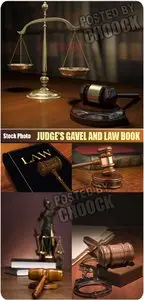 Judge's gavel and law book - Stock Photo