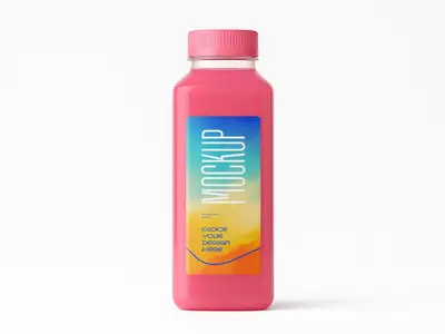 Pink Juice Bottle Mockup - Berry Smoothie or Summer Fruit Drink Template 1707763649