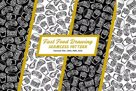 EE - Hand Drawing Fast Food Seamless Pattern ZGKD8QY