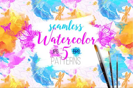 CreativeMarket - Seamless watercolor patterns