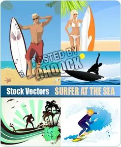 Surfer at the sea - Stock Vector