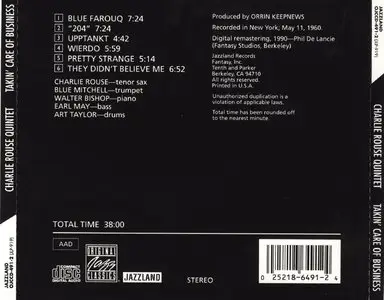 Charlie Rouse - Takin' Care of Business (1960) [Remastered 1991]