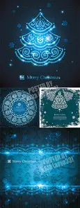 Blue Christmas ornamental cards