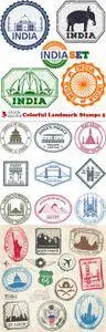 Vectors - Colorful Landmark Stamps 5