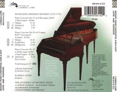 Robert Levin, Academy of Ancient Music, Christopher Hogwood - Mozart: Piano Concertos Nos. 15 & 26 (1987)
