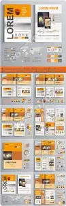 Corporate identity template brochure layout and infographics vector 8