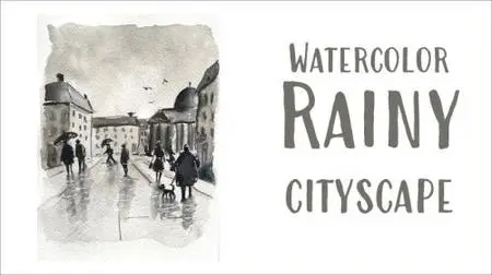 Monochromatic Urban Sketching: Easily Add People to a Rainy Cityscape