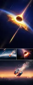 Stock Photo - Meteor Destroying the Earth