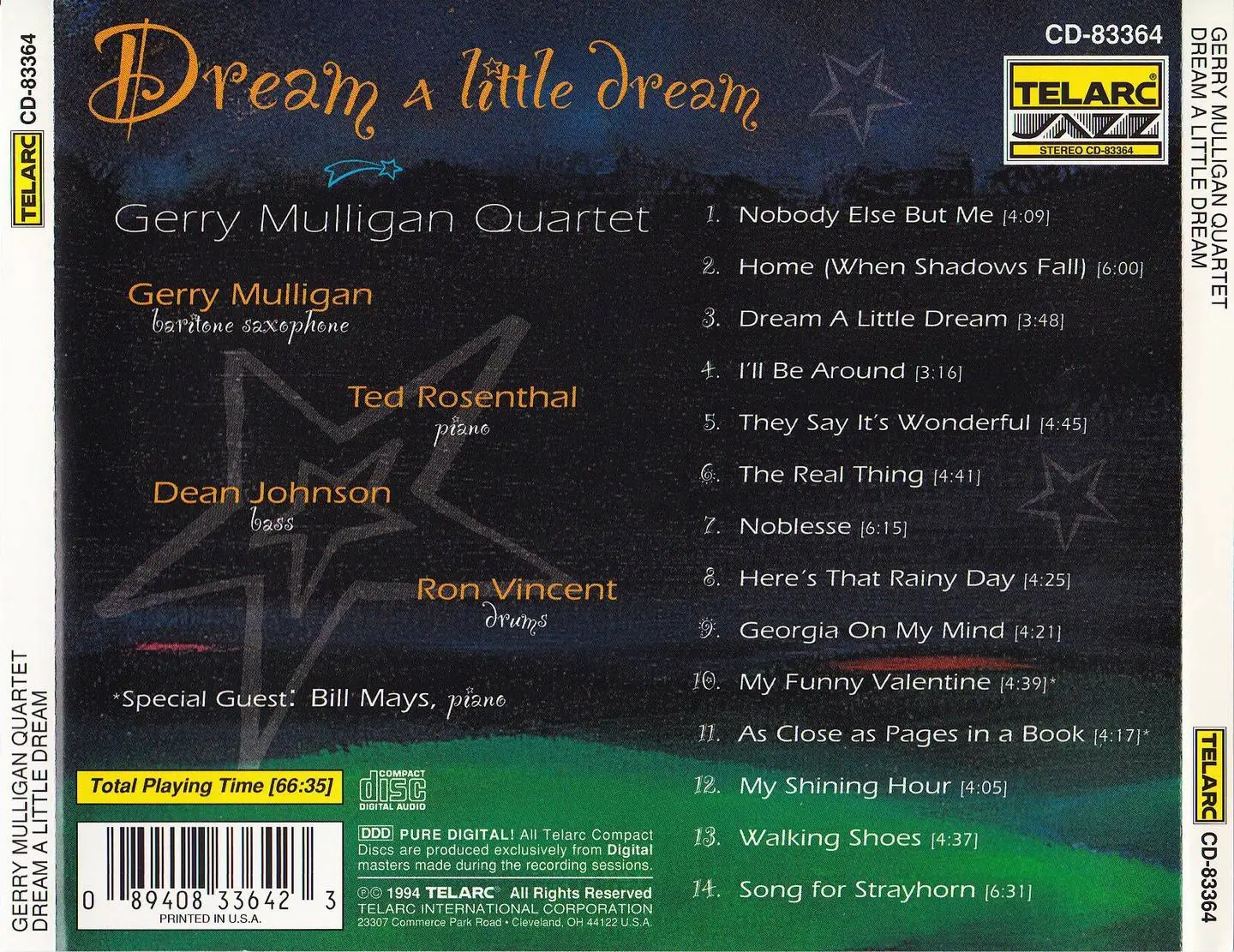 Gerry Mulligan Quartet - Dream A Little Dream (1994) {Telarc CD-83364}